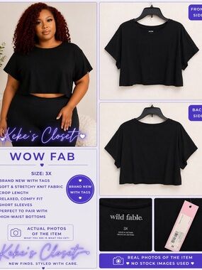 wild fable Black Cropped Tee - Short Sleeve Women's Top